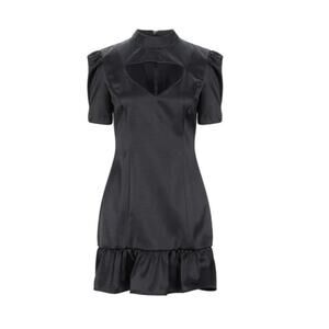 NWT Misha Collection Frida Black Dress Mini Ruffle Puff Sleeves Opening Zip
